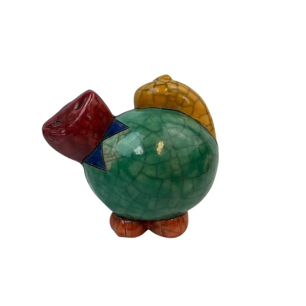 Signed Raku Pottery Cat Sculpture South Africa Art Figurine BX 1.42lb